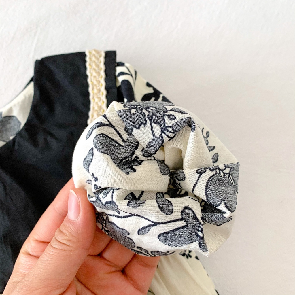 Áo Liền Quần Dài Tay Màu Đen In Hoa Thời Trang Mùa Thu Dành Cho Trẻ Nhỏ Mới Sinh