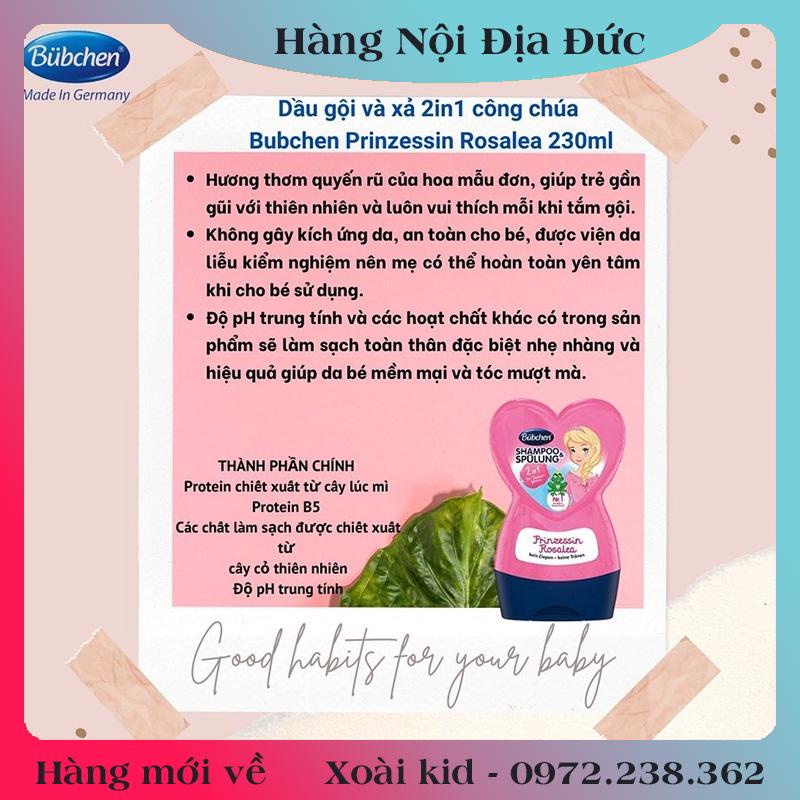 [auth] [ Nội địa Đức Đủ Bill] Dầu gội xả Bubchen 2in1 hình trái tim cho bé từ 1 tuổi chai 230ml [Hot]