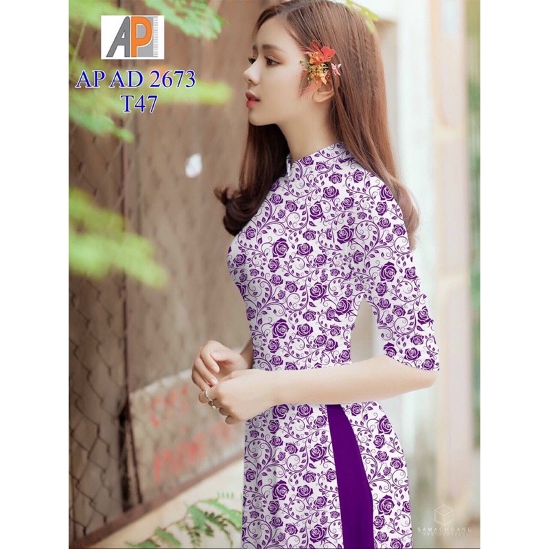 Vải áo dài hoa hồng vẽ