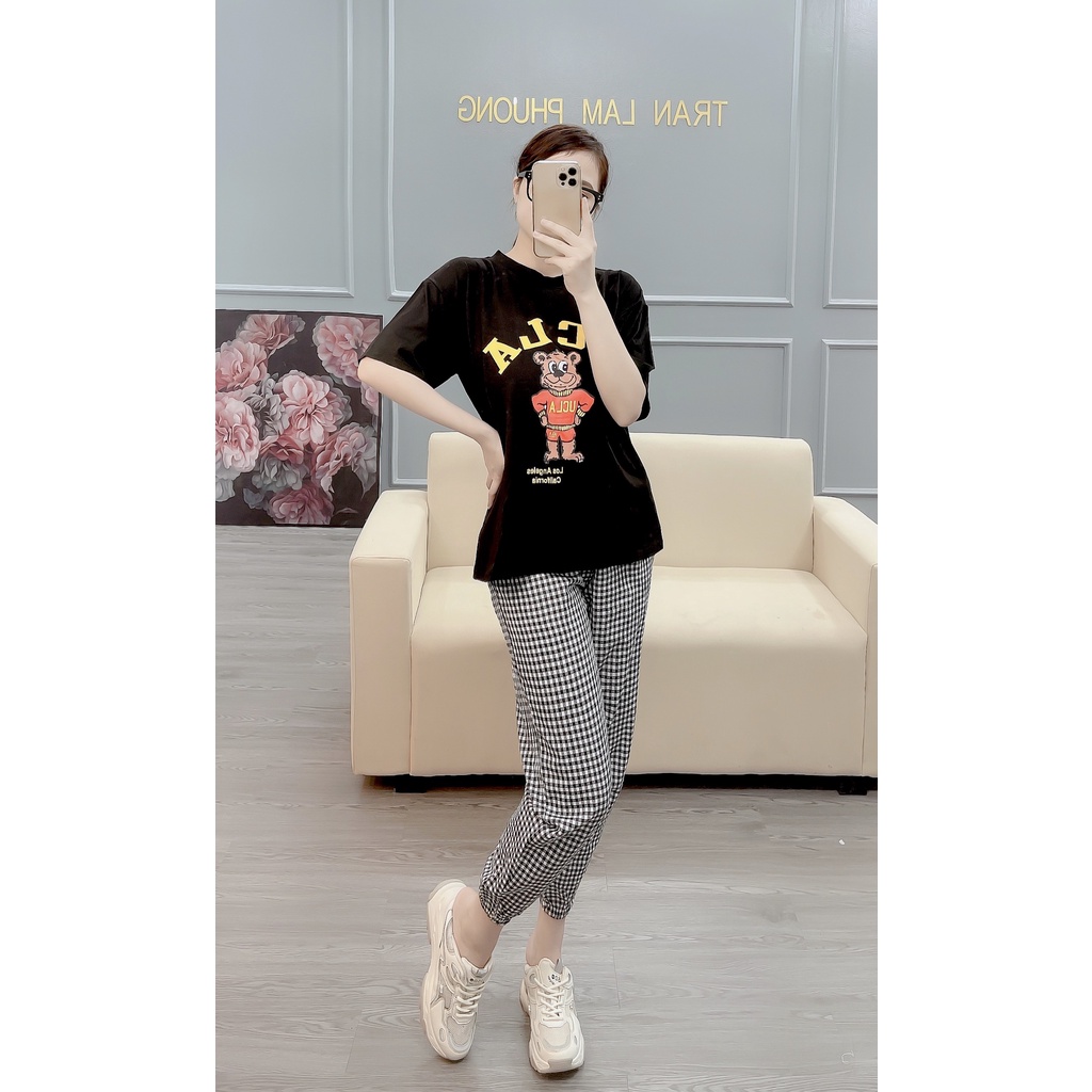Set áo phông quần kẻ hot hit