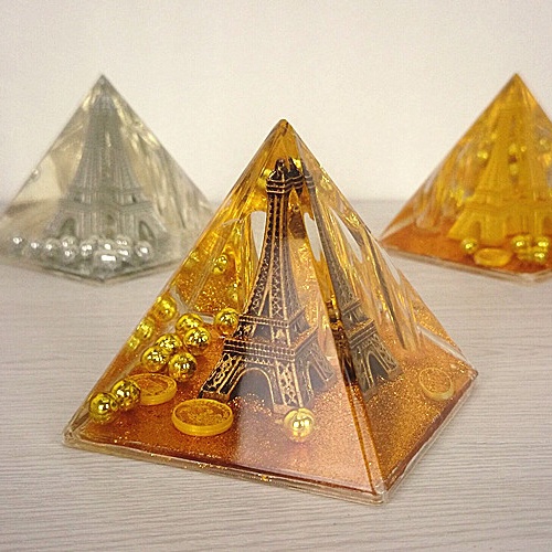 Mô hình kim tự tháp trong suốt chứa tháp Eiffel, mô hình trang trí để bàn, decor phòng khách, văn phòng, làm quà tặng