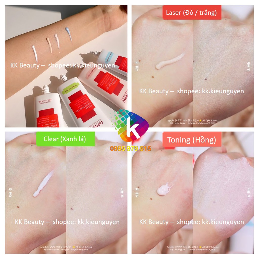 (Sample 1.5ml) Kem chống nắng Cell Fusion C Laser / Clear / Toning / Relief / Cure Suncreen Đỏ / Xanh / Hồng / Vàng | BigBuy360 - bigbuy360.vn