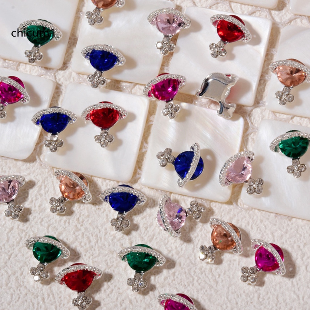 [Hàng mới về] Set 5 phụ kiện trang trí móng tay bằng hợp kim hình hành tinh 3D lấp lánh cho nữ