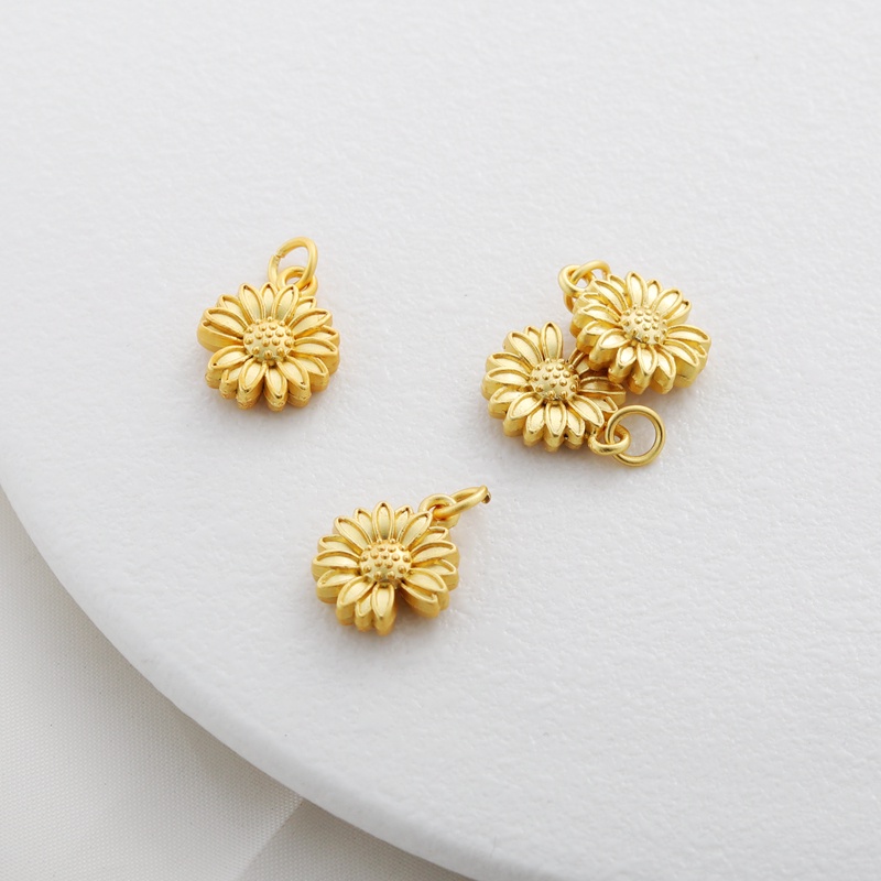 Mặt Dây Chuyền Bằng Đồng Mạ Vàng 18k Dày 12mm Hình Hoa Hướng Dương Nhiều Màu Sắc