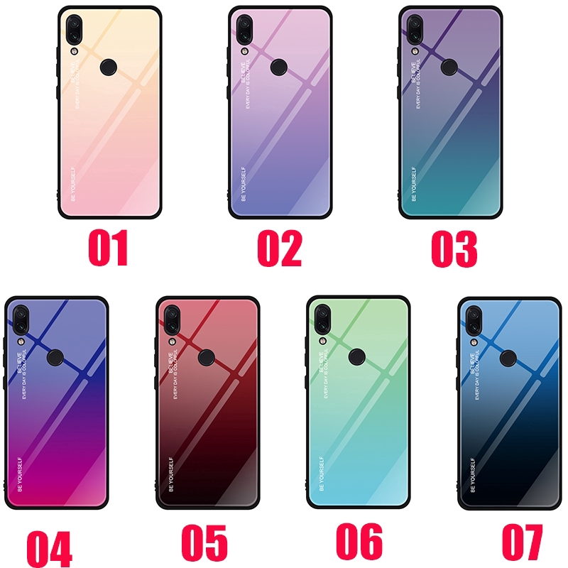 Ốp điện thoại kính cường lực màu Gradient thời trang cho Xiaomi Redmi 7 Note 5 6 7 Pro Mi 8 Lite | WebRaoVat - webraovat.net.vn