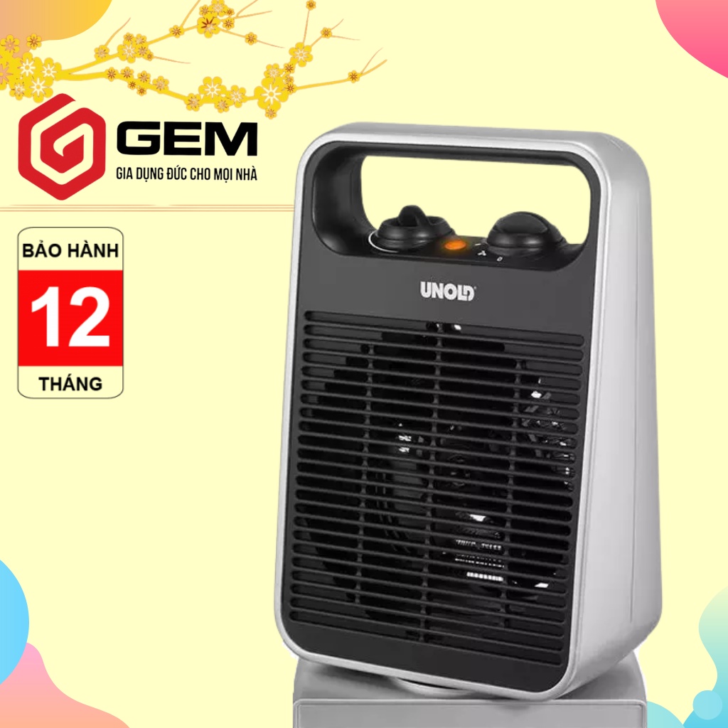 Quạt sưởi mini Unold 86116 làm ấm nhanh. Sưởi mini dễ di chuyển, không làm khô da