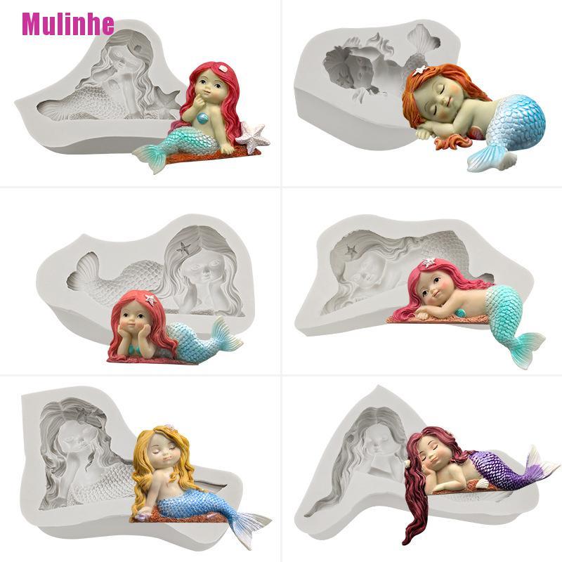 Khuôn Silicon Làm Bánh Kẹo Hình Nàng Tiên Cá 3D Dễ Thương