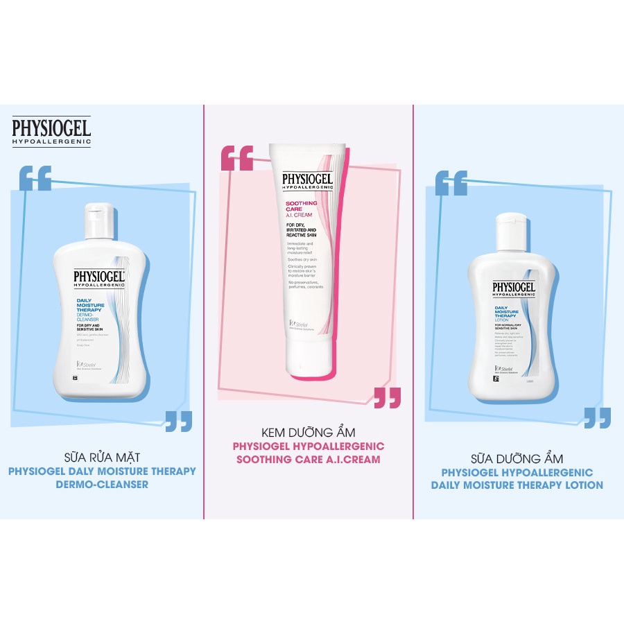 PHYSIOGEL sữa rửa mặt DAILY MOISTURE THERAPY DERMO Dưỡng ẩm, Phù hợp cho da khô và da nhạy cảm chính hãng lọ 150ml