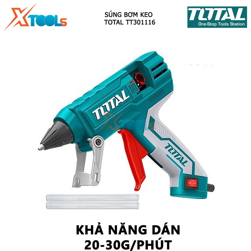 Súng bắn keo nến TOTAL TT301116 Máy bơm keo nhựa 220-240V, bơm 20-30g/phút, chất liệu cao cấp, bền - Chính hãng