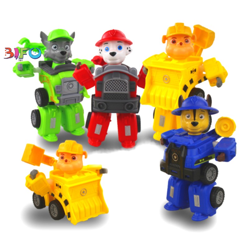 Đồ chơi biến hình biệt đội xe những chú chó cứu hộ Paw Patrol đồ chơi lắp rap robot siêu nhân biến hình 2in1