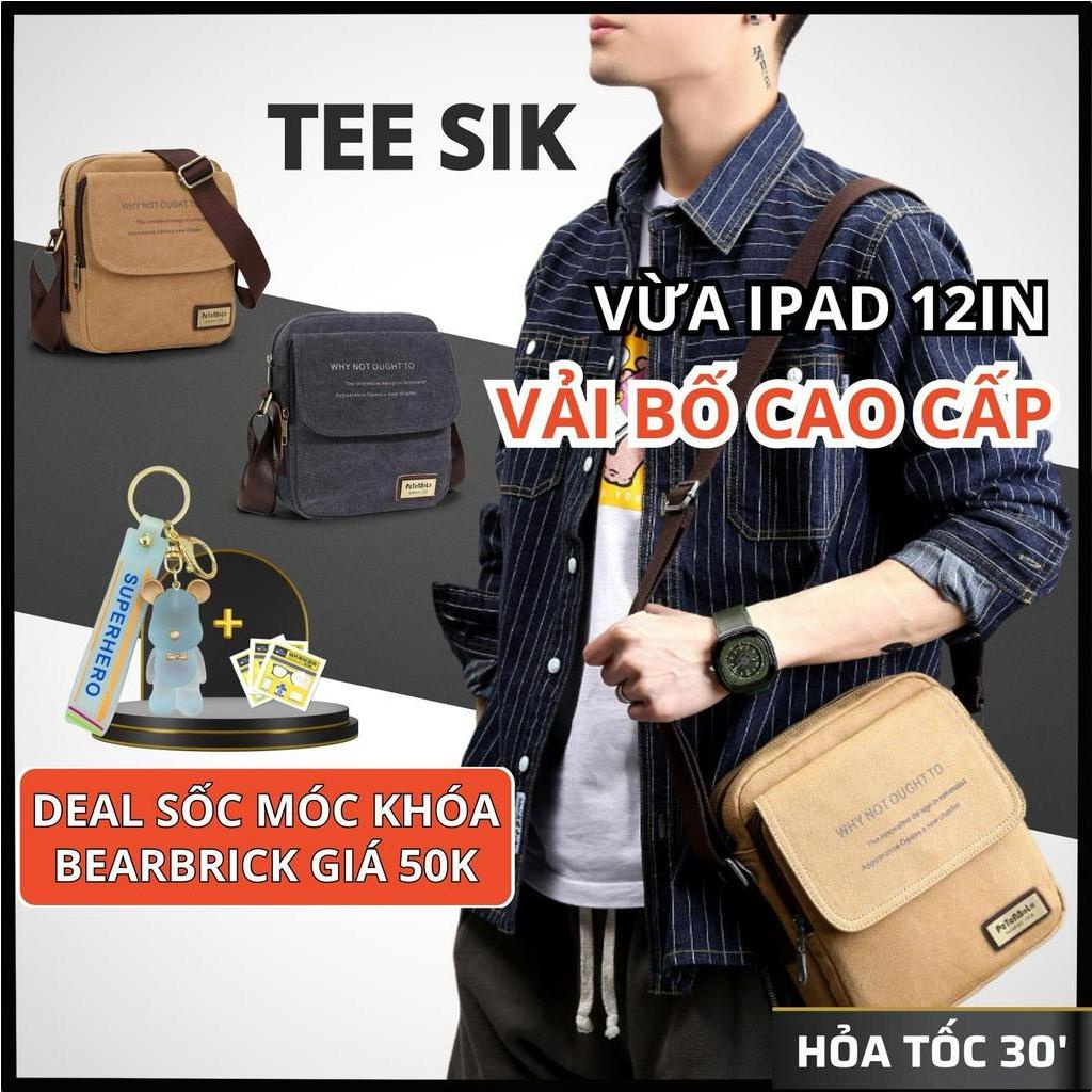 Túi đeo chéo canvas TEE SIK túi xách nam vải bố đeo chéo vai phong cách thời trang cổ điển nhiều ngăn chắc chắn TS41