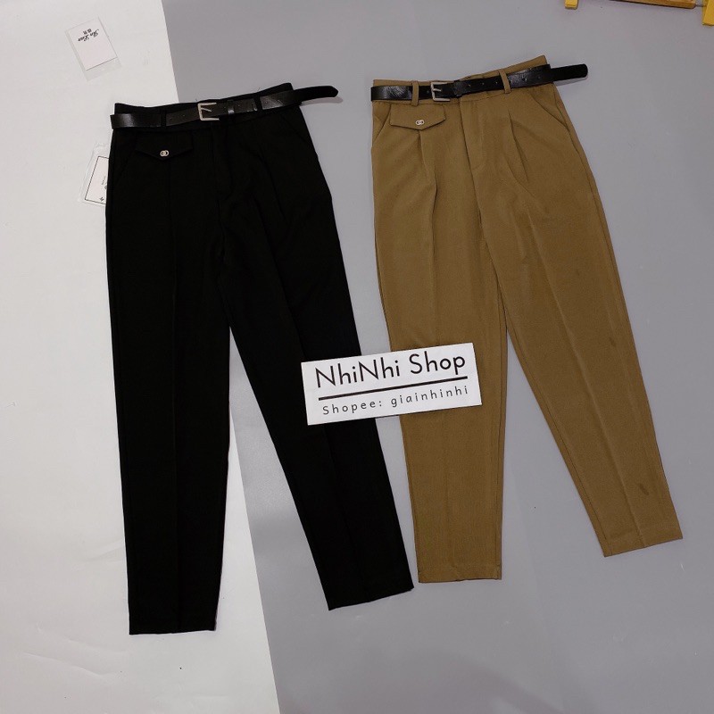 Quần baggy vải kèm đai chất đẹp mặc nhẹ 022 - NhiNhi Shop