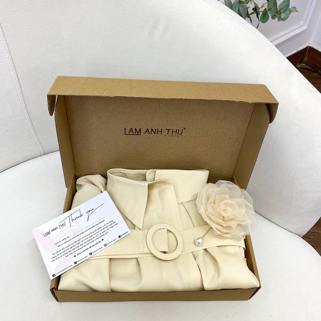 Váy công sở cách điệu style Hàn Quốc ⭐⭐ Chất trượt Hàn tặng kèm đai, đi làm đi chơi đều xinh