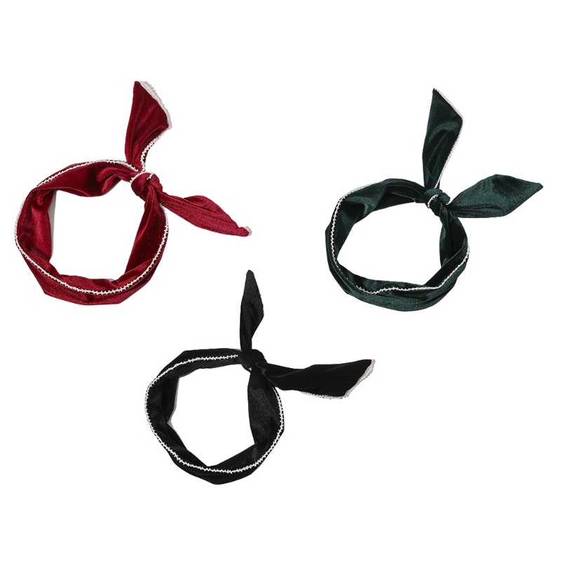 Băng Đô Tai Thỏ Đan Chéo Chất Liệu Nhung Cho Nữ