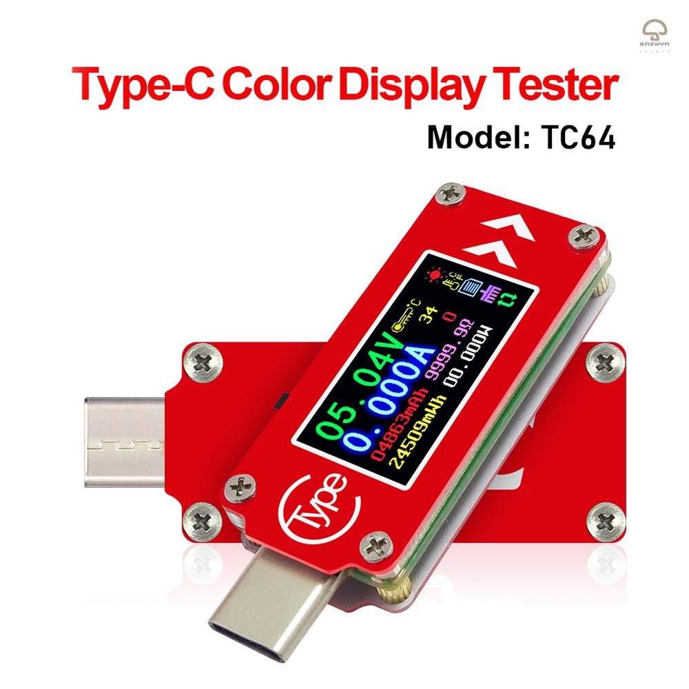 Usb Đo Vôn Kế / Ampe Kế TC64 Type-C Có Màn Hình LCD Màu Sắc