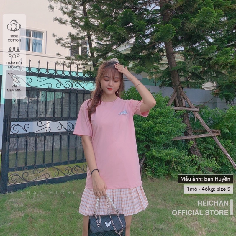 Áo Thun Cotton 100% 4 Chiều Vải Mềm Mịn Màu Hồng Màu Da Pastel Basic Reichan