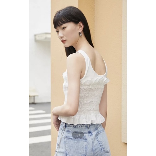 Áo sát nách kiểu thun phối bèo nhún VERO MODA