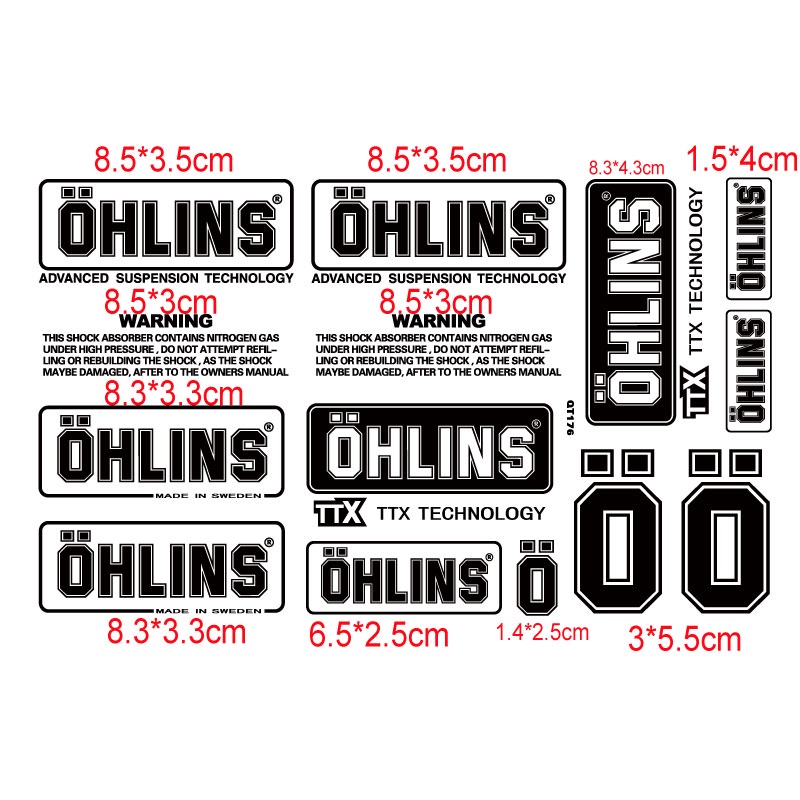 Nhãn dán giảm xóc ohlins cho đề can xe máy vinyl không thấm nước logo dán chuyển trong suốt