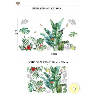 Decal dán tường Vườn lá xanh