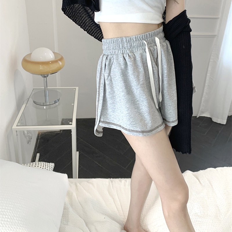 Quần Short Thể Thao Lưng Cao Ống Rộng Cho Nữ