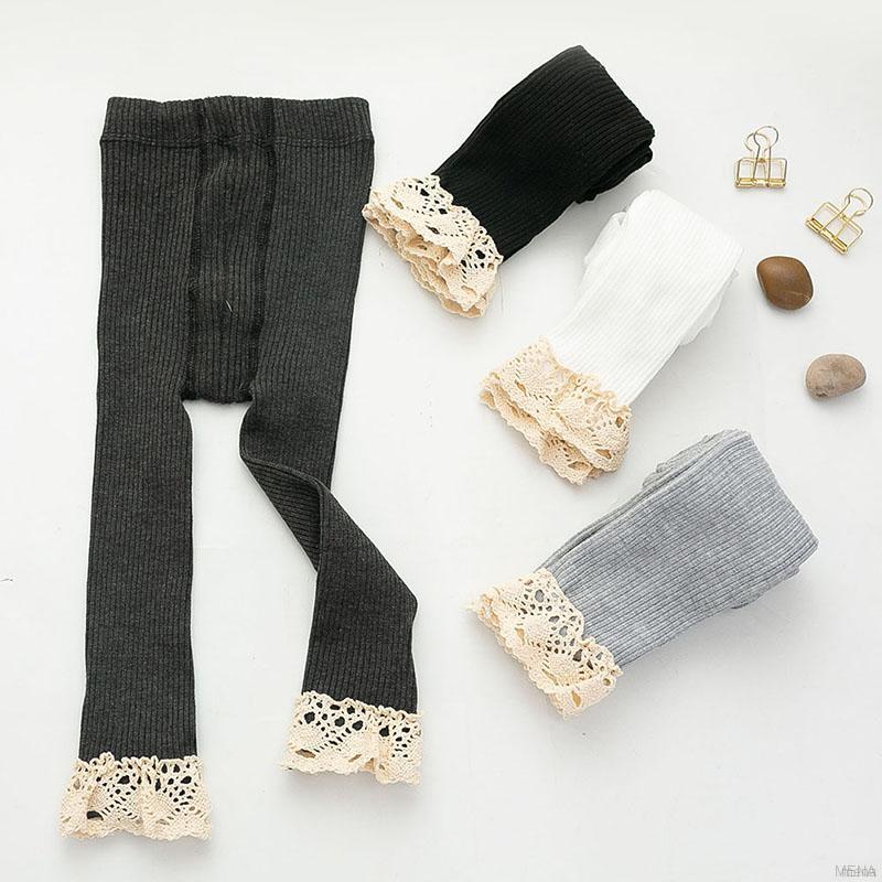 Quần Legging Dệt Kim Phối Ren Cho Bé Gái