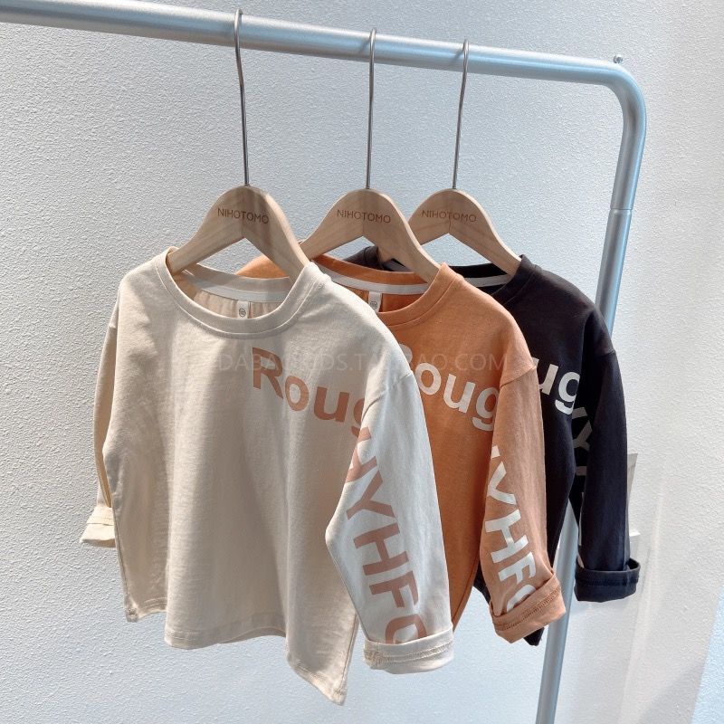 [Babycat] Hàng Có Sẵn Áo Thun Cotton Nguyên Chất Dáng Rộng Tay Dài Cổ Tròn In Chữ Phong Cách Hàn Quốc Nhật Bản Mới 2022