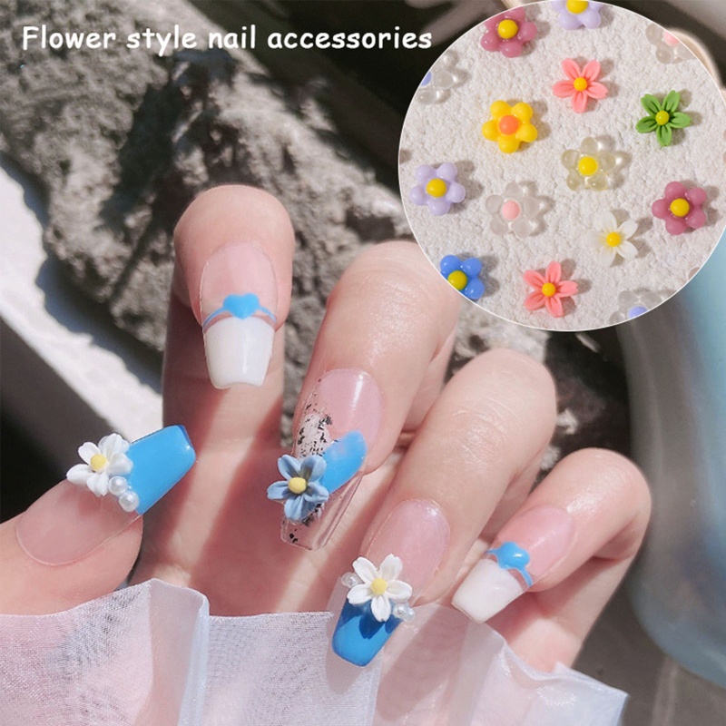 Set 50 Hoa Nhựa Resin 3D Lấp Lánh Trang Trí Móng Nghệ Thuật