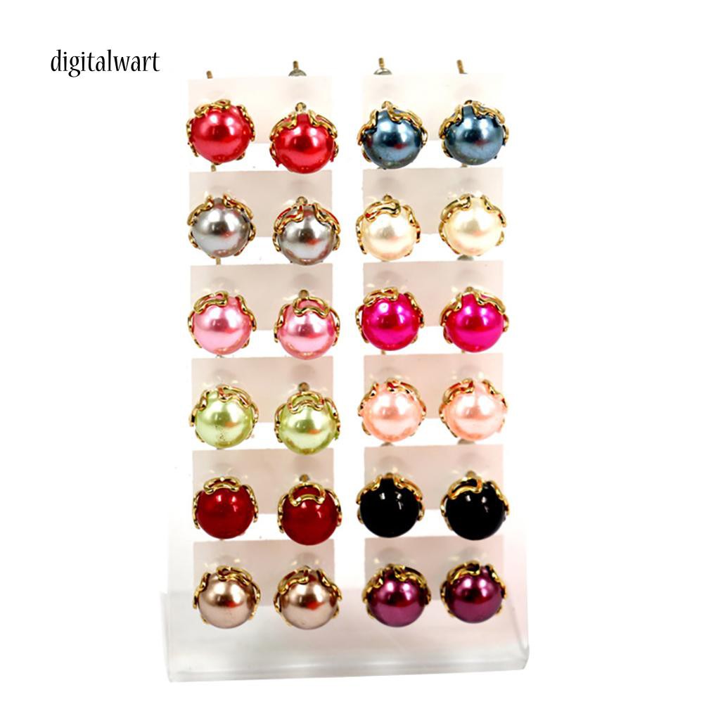 Set 12 đôi bông tai ngọc trai kiểu dáng thời trang cho nữ