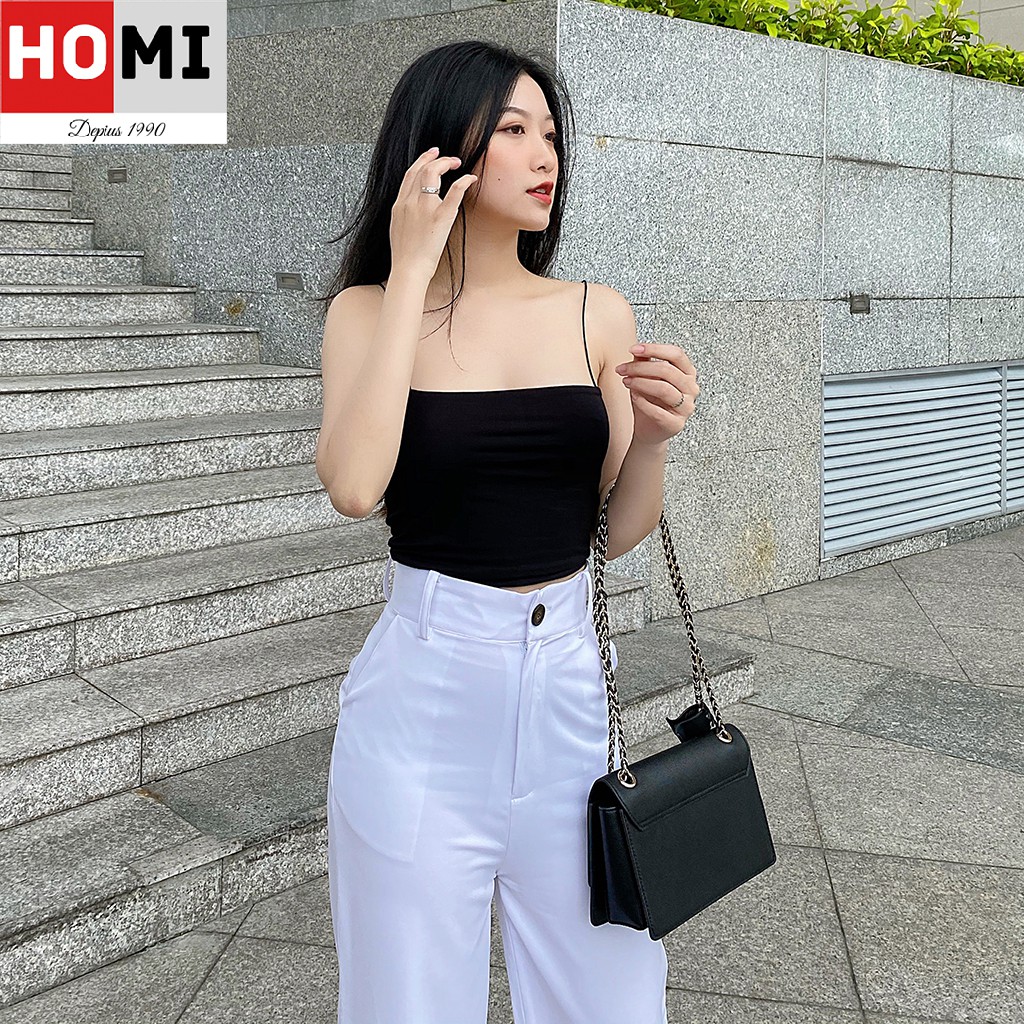 Áo 2 dây sợi bún croptop trơn, HOMI Fashion | BigBuy360 - bigbuy360.vn