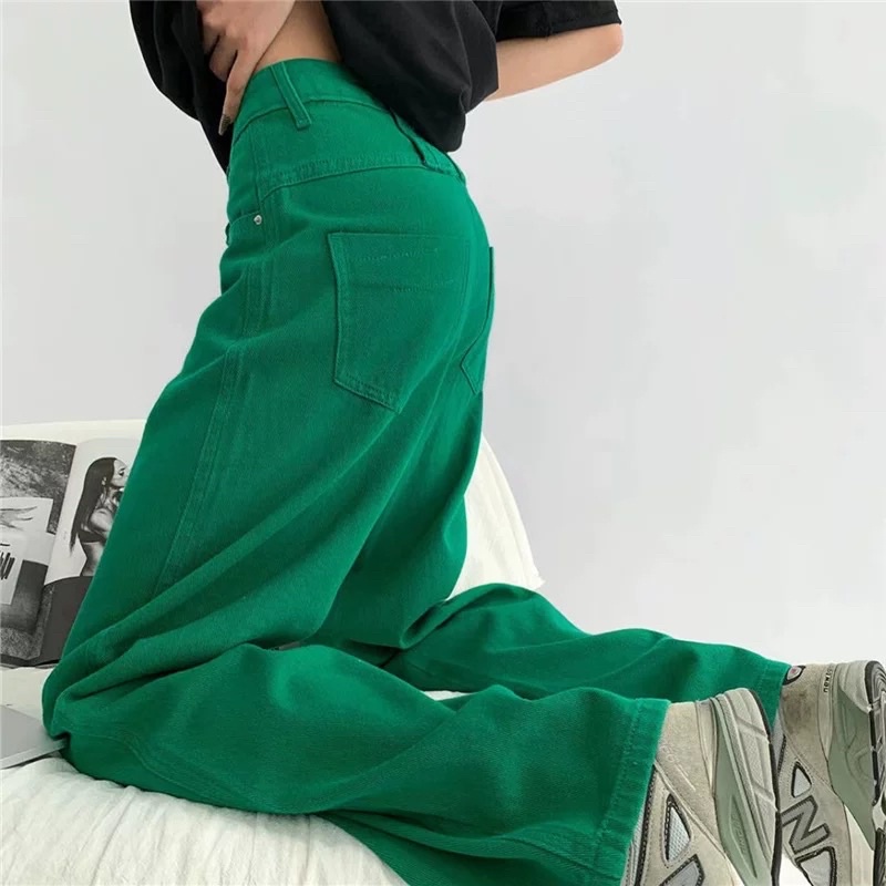 Quần Jean Ống Rộng Nữ Dáng Suông Chất Bò Form Basic, Quần Kaki Jean Trơn Nhiều Màu Sang Chảnh Size SML