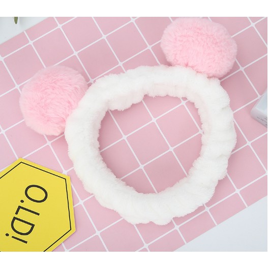 BĂNG ĐÔ CÀI TÓC MAKE UP 2 CỤC NHUNG THỎ TRÒN CHO MẸ-PK78