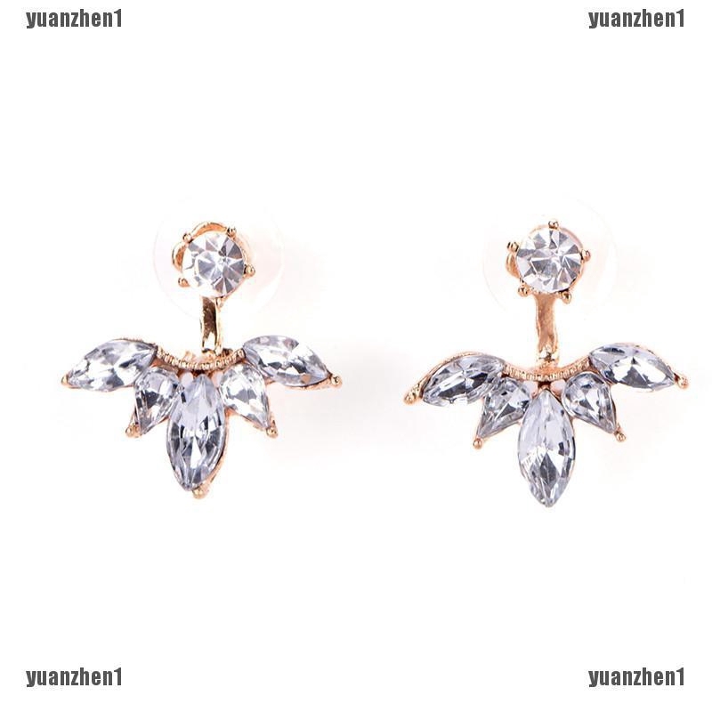 Bông Tai Hình Chiếc Lá Đính Đá Thủy Tinh Thời Trang