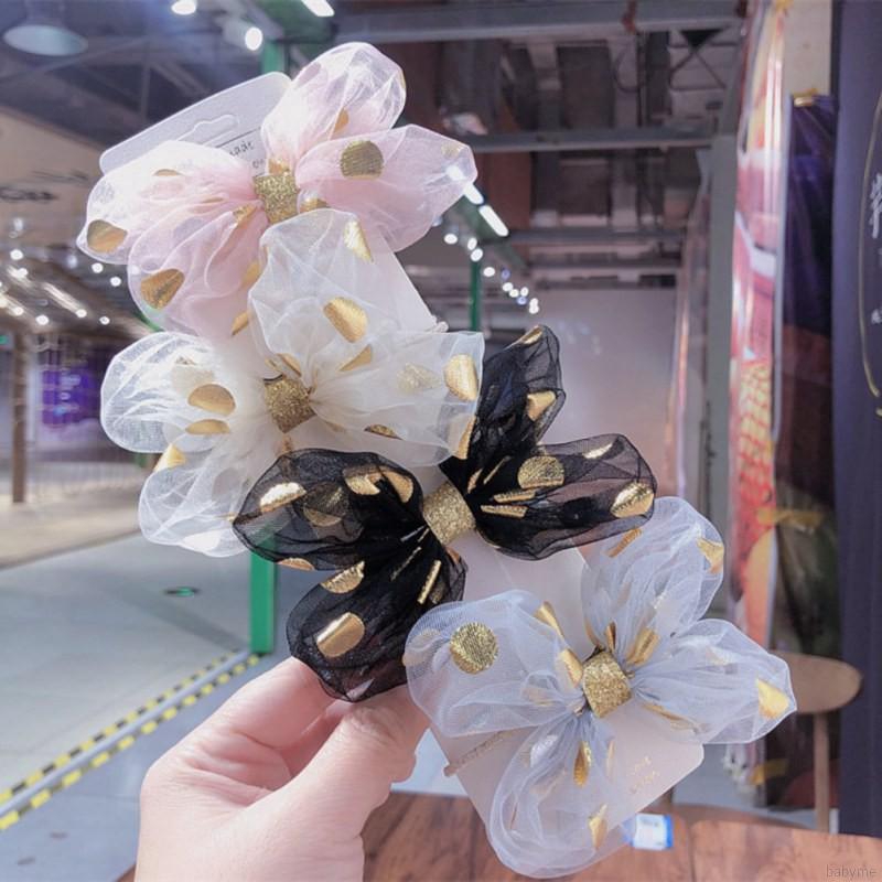 ♕ Babyme ღ  Baby Girls Leisure Durable Mesh Bow Hair Clip Hair Accessories