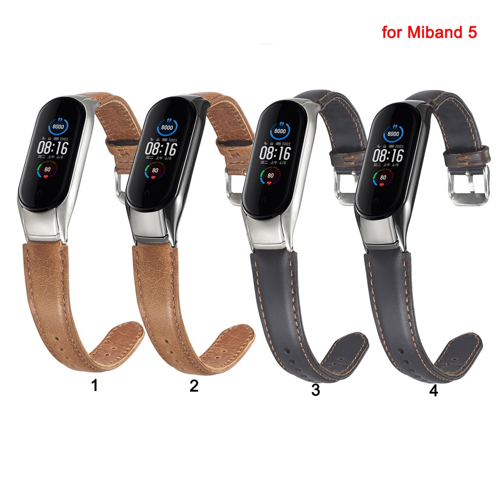 Dây đeo đồng hồ bằng da giả thay thế cho Xiaomi Miband 3 4 5