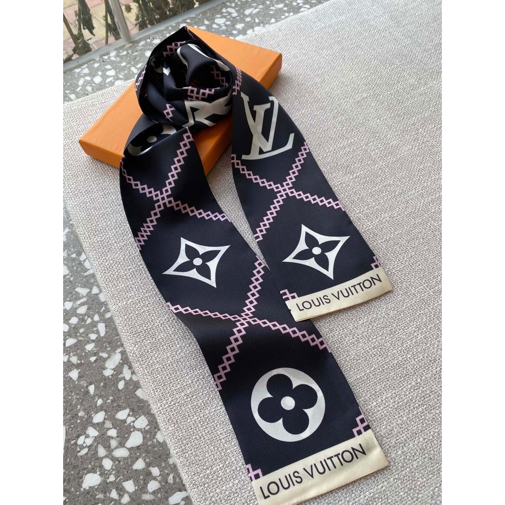 Khăn Quàng Cổ / Khăn Quàng Cổ / Túi Xách Bằng Lụa In Chữ Màu Đen / Be Phong Cách Cổ Điển Thời Trang 2022 Cho Nữ