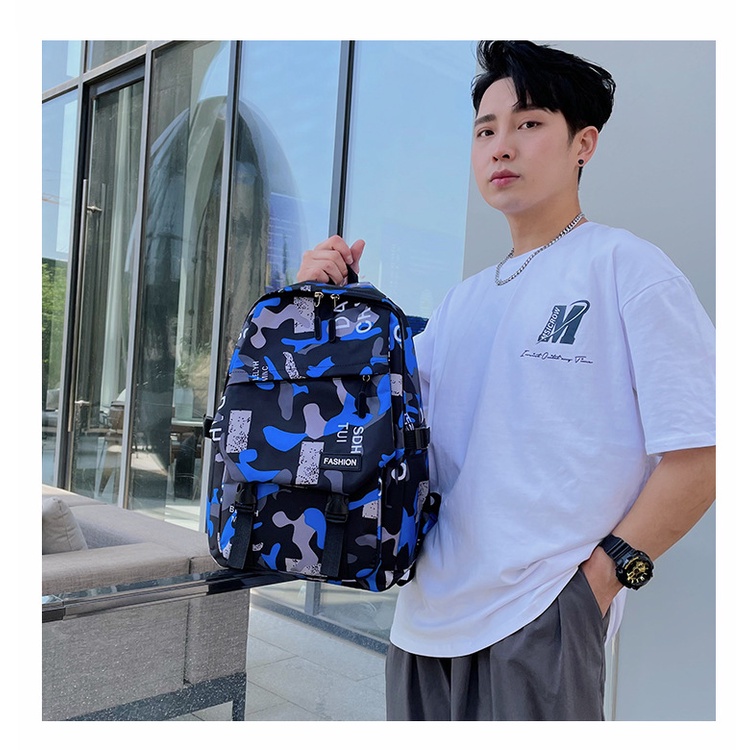 Balo nam cấp 2, 3 sinh viên đi học thời trang chống thấm nước phong cách Hàn Quốc, cặp sách trung- đại học