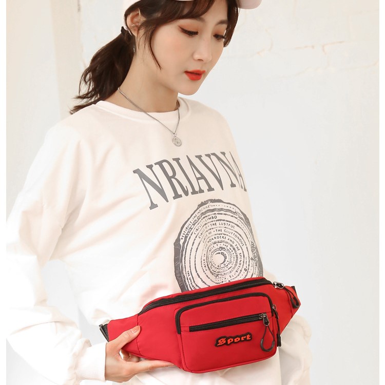 Túi bao tử, túi đeo chéo nam nữ vải dù Sports size 36cm TUI-06
