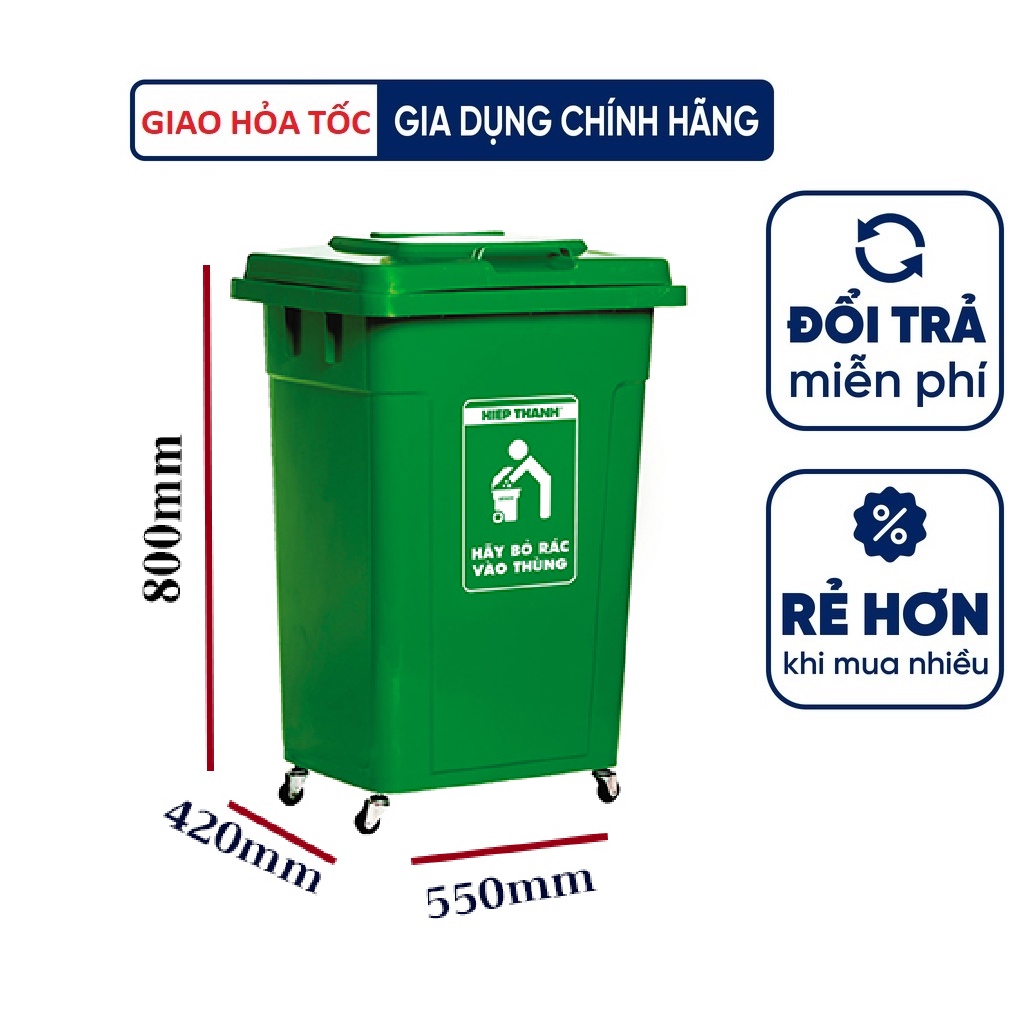 THÙNG RÁC CÔNG NGHIỆP NHỰA HIỆP THÀNH 90 LÍT