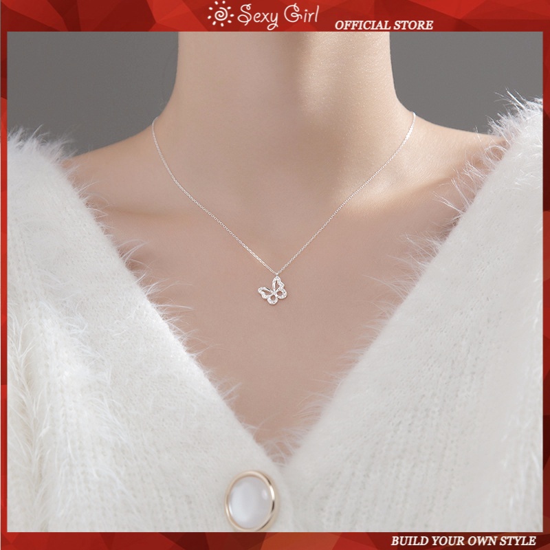 Vòng cổ Mặt Hình Bướm Đính Đá Phong Cách Hàn Quốc Quyến Rũ Cho Nữ