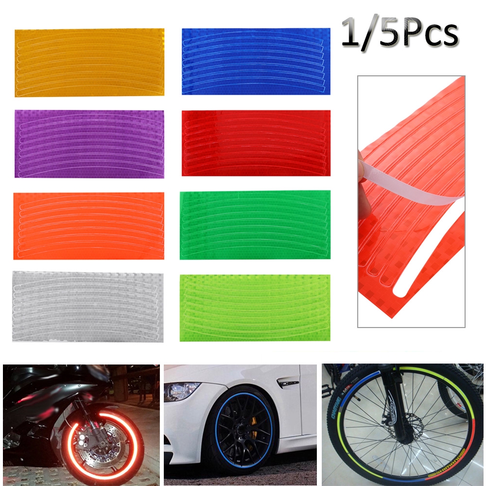 Set 1/5 sticker phản quang dán vành bánh xe chống thấm nước tiện dụng