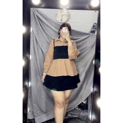Áo sơmi phối form babydoll hàn quốc nữ bigsize