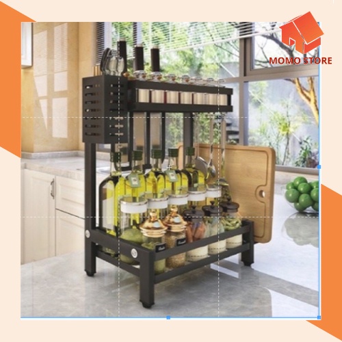 kệ gia vị 2 tầng-khung sắt tĩnh điện