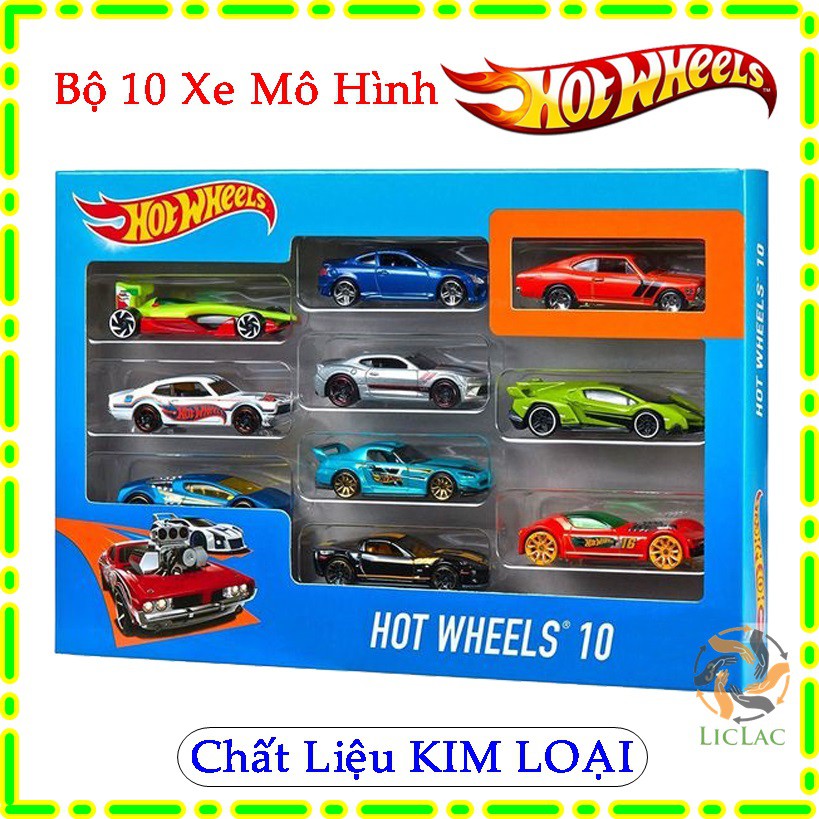 Bộ 10 xe mô hình Hotwheel bằng Kim Loại - Xe mô hình ô tô cho bé SIÊU BỀN SIÊU CHẮC - LICLAC