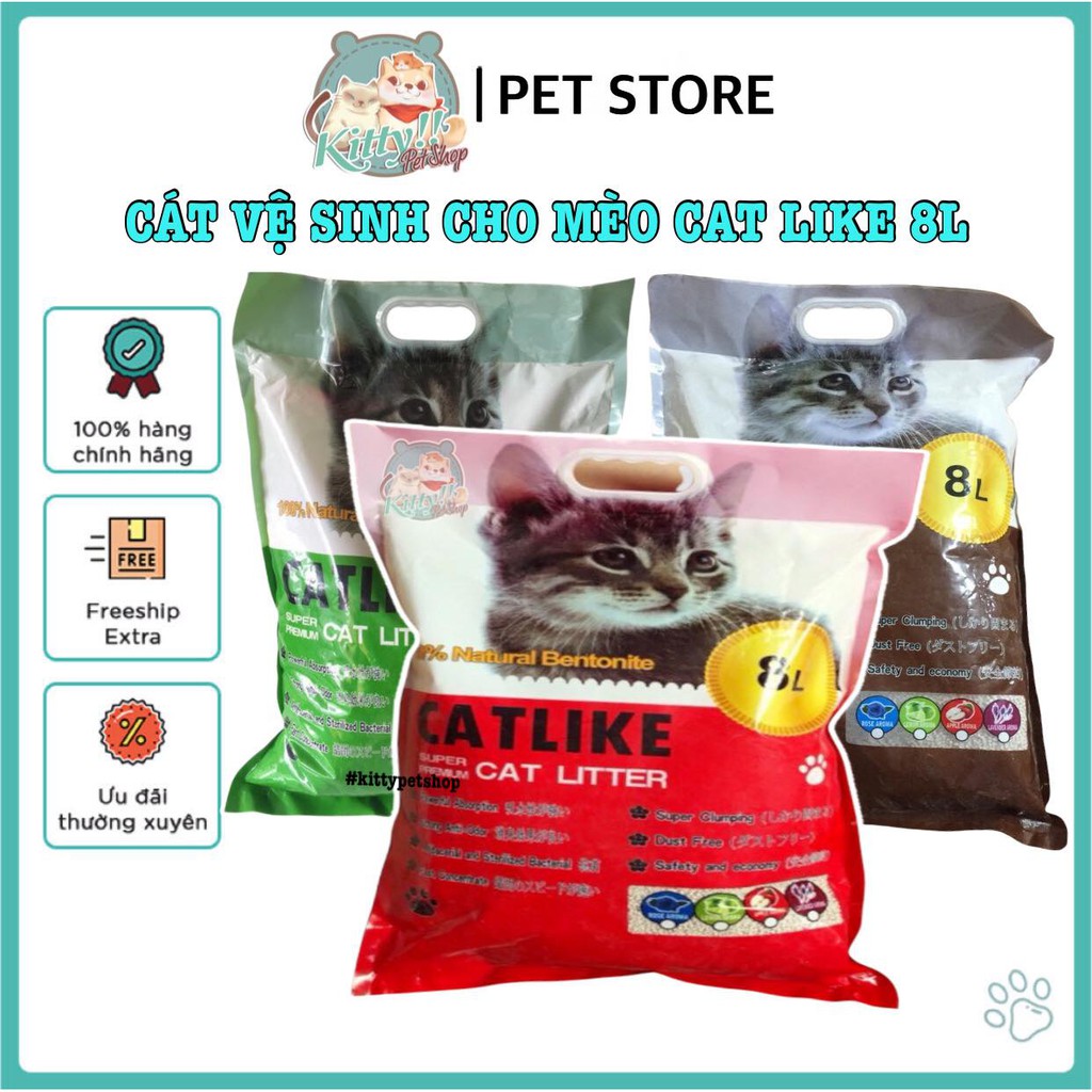 Cát vệ sinh cho mèo Cat Like 8L - cat litter, cát vệ sinh khử mùi, vón tốt, ít bụi, giá rẻ dành cho mèo - Kitty Pet S