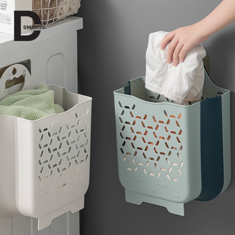 Giỏ đựng quần áo nhà tắm thiết kế tay cầm treo tường có thể gấp gọn chất liệu nhựa dẻo TPR