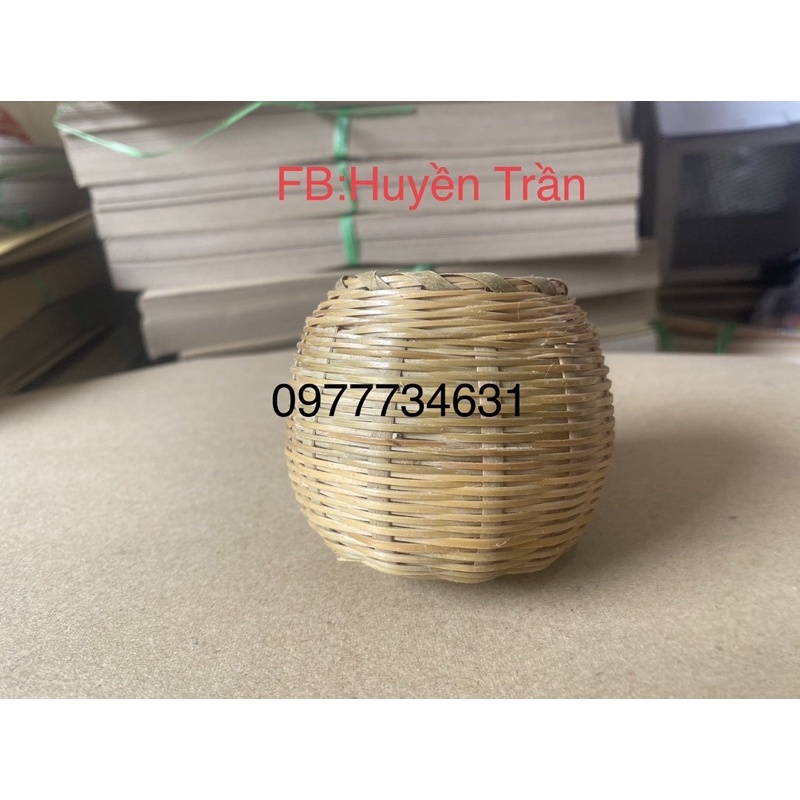 Giỏ thóc  tre đựng thóc cho chim cu gáy-phụ kiện lồng chim Huyền Trần