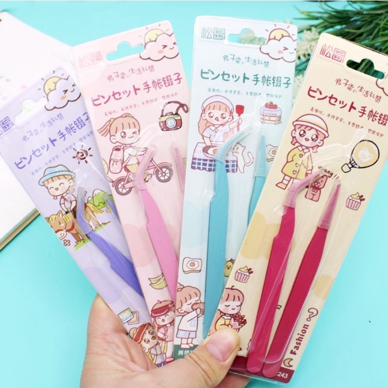Bộ 2 chiếc nhíp làm đồ thủ công, gắp sticker, gắp mi giả