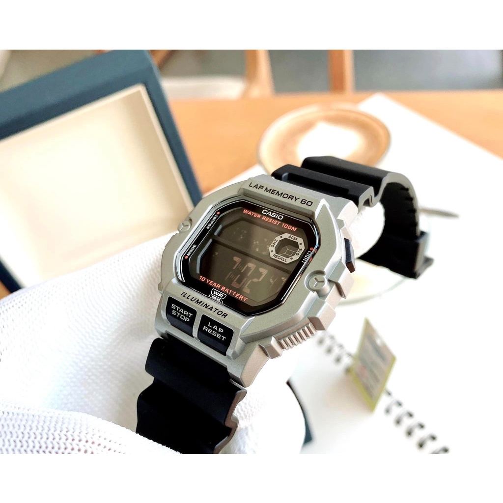 Đồng hồ Casio nam điện tử WS-1400H-1BVDF dây cao su chính hãng