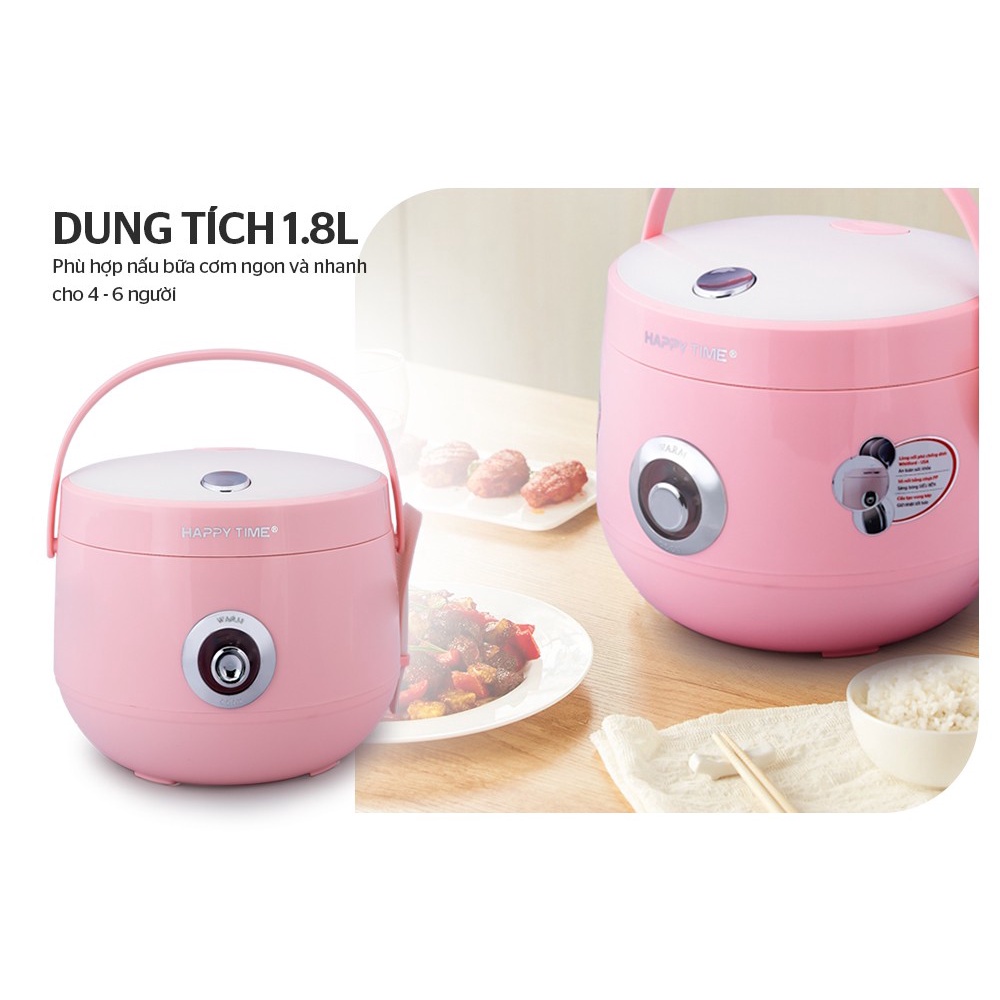 Nồi cơm điện SUNHOUSE Happytime 1.8 Lít có 3 màu lòng nồi chống dính siêu bền giữ nhiệt tốt nấu cơm nhanh