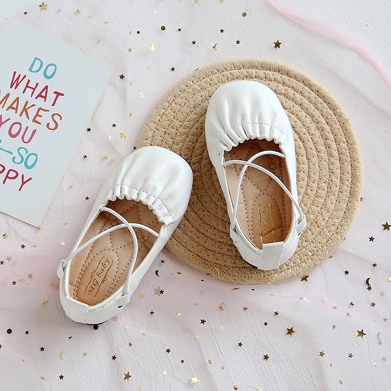 Giày búp bê cho bé gái -  giày nhún bèo dây ngang điệu đà cho công chúa, da PU mềm siêu nhẹ êm chân QCCC Babybees V369